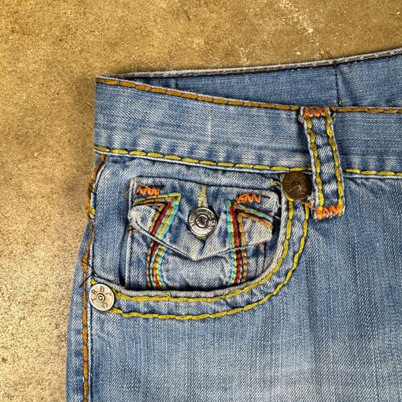 True Religion Jeans Men’s‎ 40 Rainbow Stitch Straight Leg Blue Denim Y2K - Picture 2 of 16
